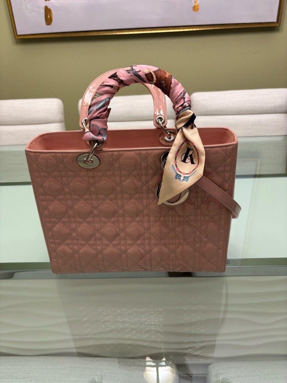 Authentic Christian Dior Lady Dior Large Top Handle Bag
in Pink Retails at$6500 - Picture 11 of 16
